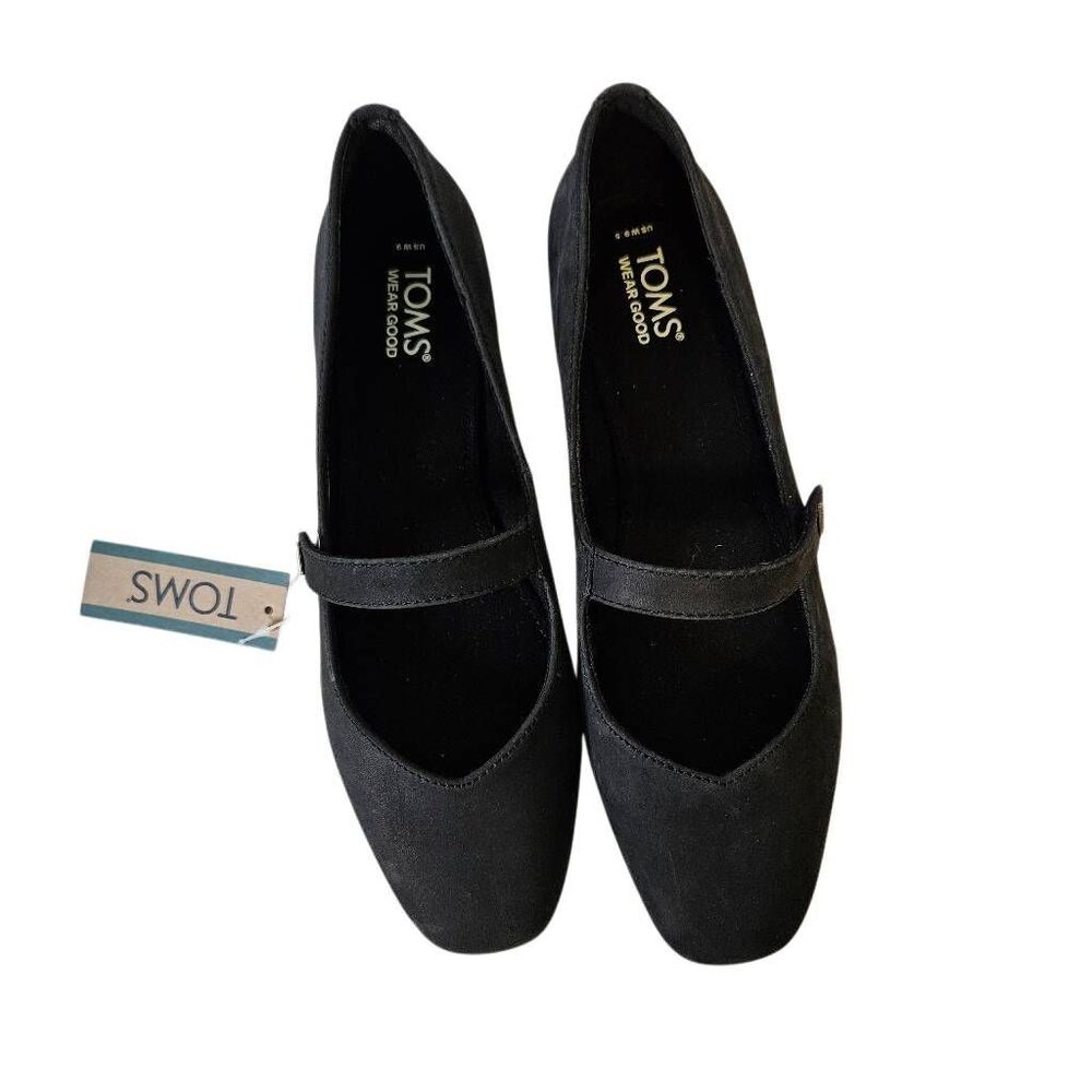TOMS Black Mary Jane Flats with Strap